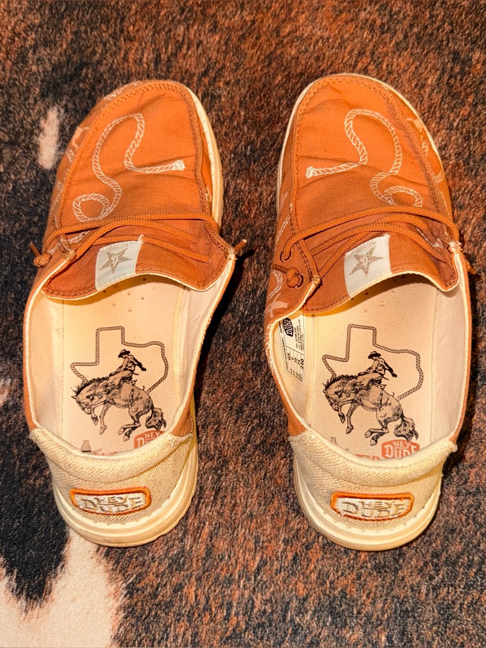 Hey Dude Women’s Slip-On Loafers in Rust Orange Canvas
